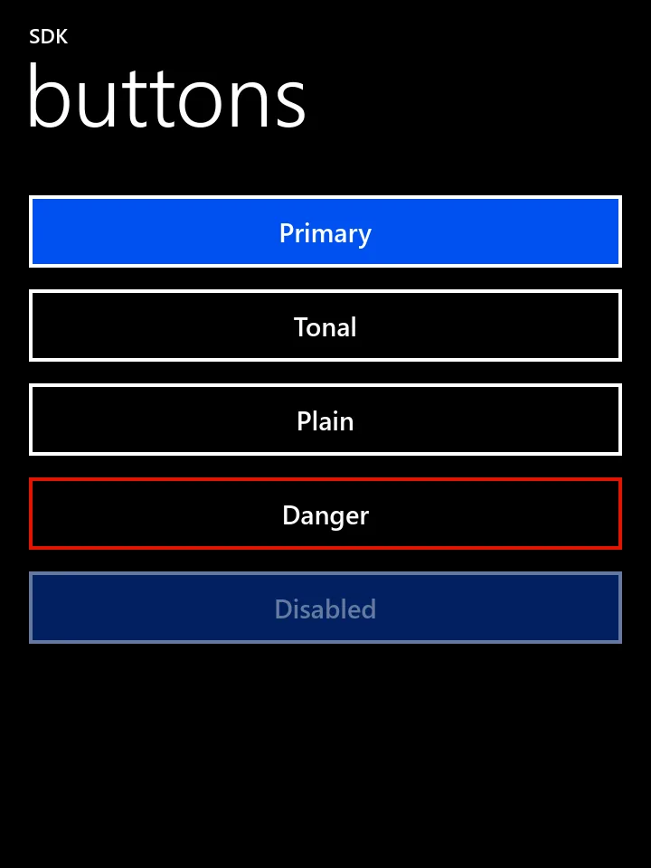 button rendered in Metro