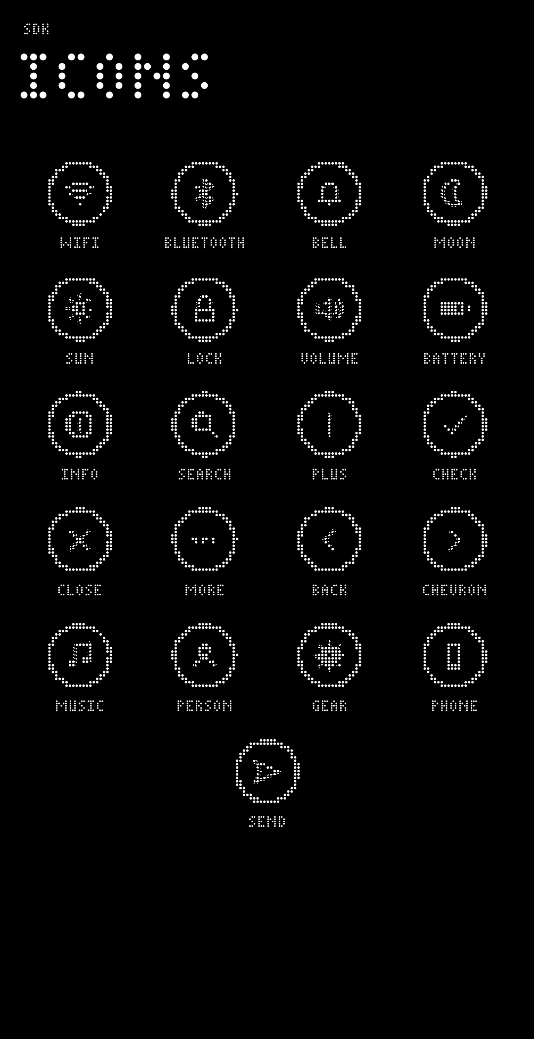 icons rendered in DotMatrix