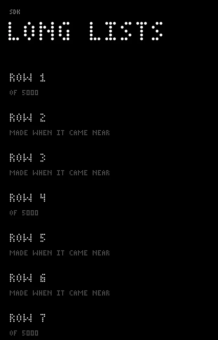 list rendered in DotMatrix