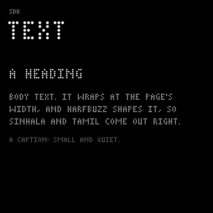 text rendered in DotMatrix